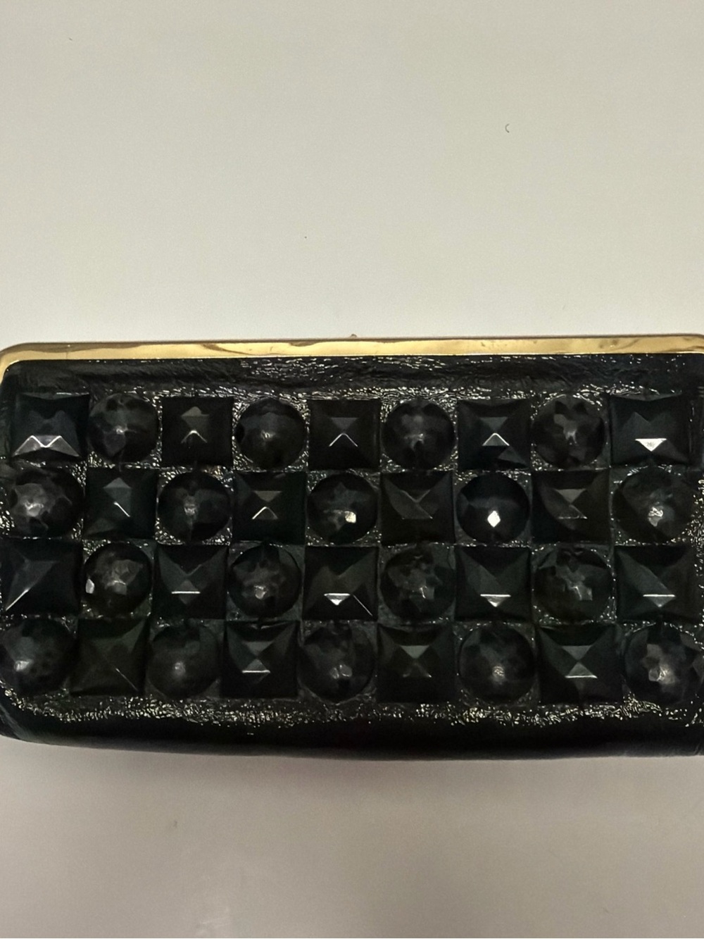 HOBO patent Black leather Studded Women’s Clutch wallet Bag